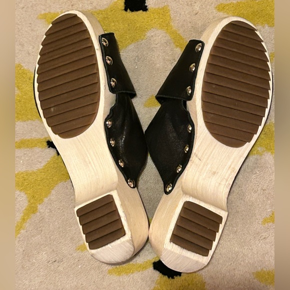 Kelsi Dagger Brooklyn KDB Black Vegan Leather Clog Sandals Sz 37/7 - Picture 8 of 9